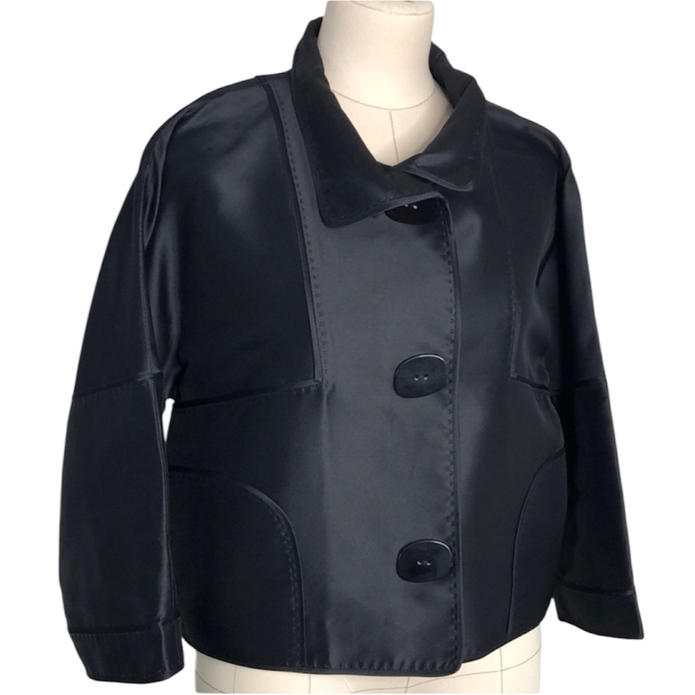 Carlisle 100% silk boxy button down crop jacket